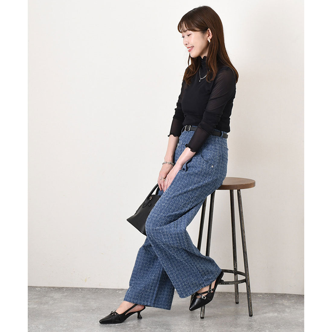 リアルスタイル REAL STYLE デニムパンツ レディース 春 夏 秋 冬 ワイド ストレート ダメージ ゆったり ハイウエスト 薄手 ボトムス ジーンズ ジーパン 高身長 （ブルー） ブルー