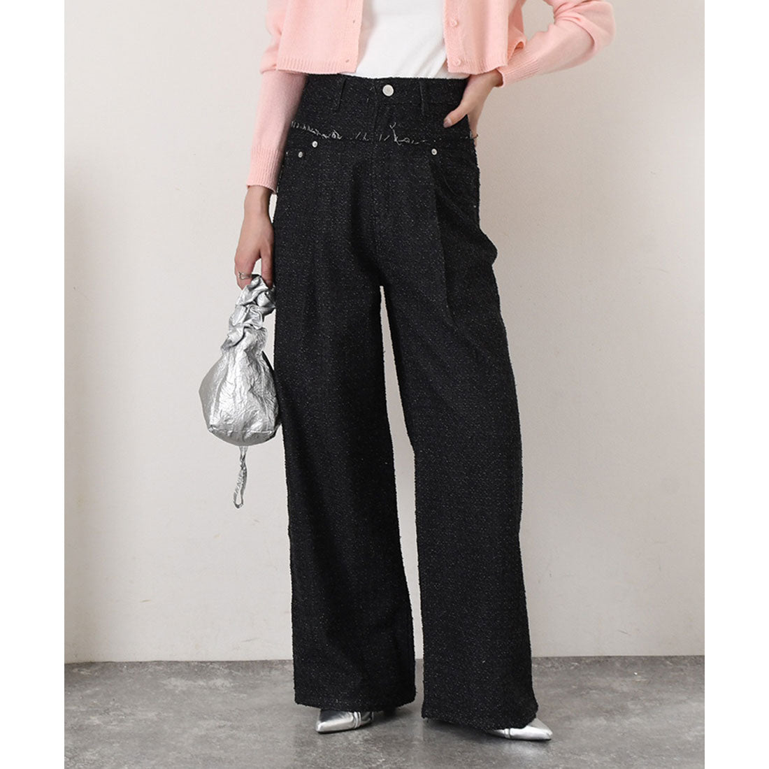リアルスタイル REAL STYLE デニムパンツ レディース 春 夏 秋 冬 ワイド ストレート ダメージ ゆったり ハイウエスト 薄手 ボトムス ジーンズ ジーパン 高身長 （ブルー） ブルー