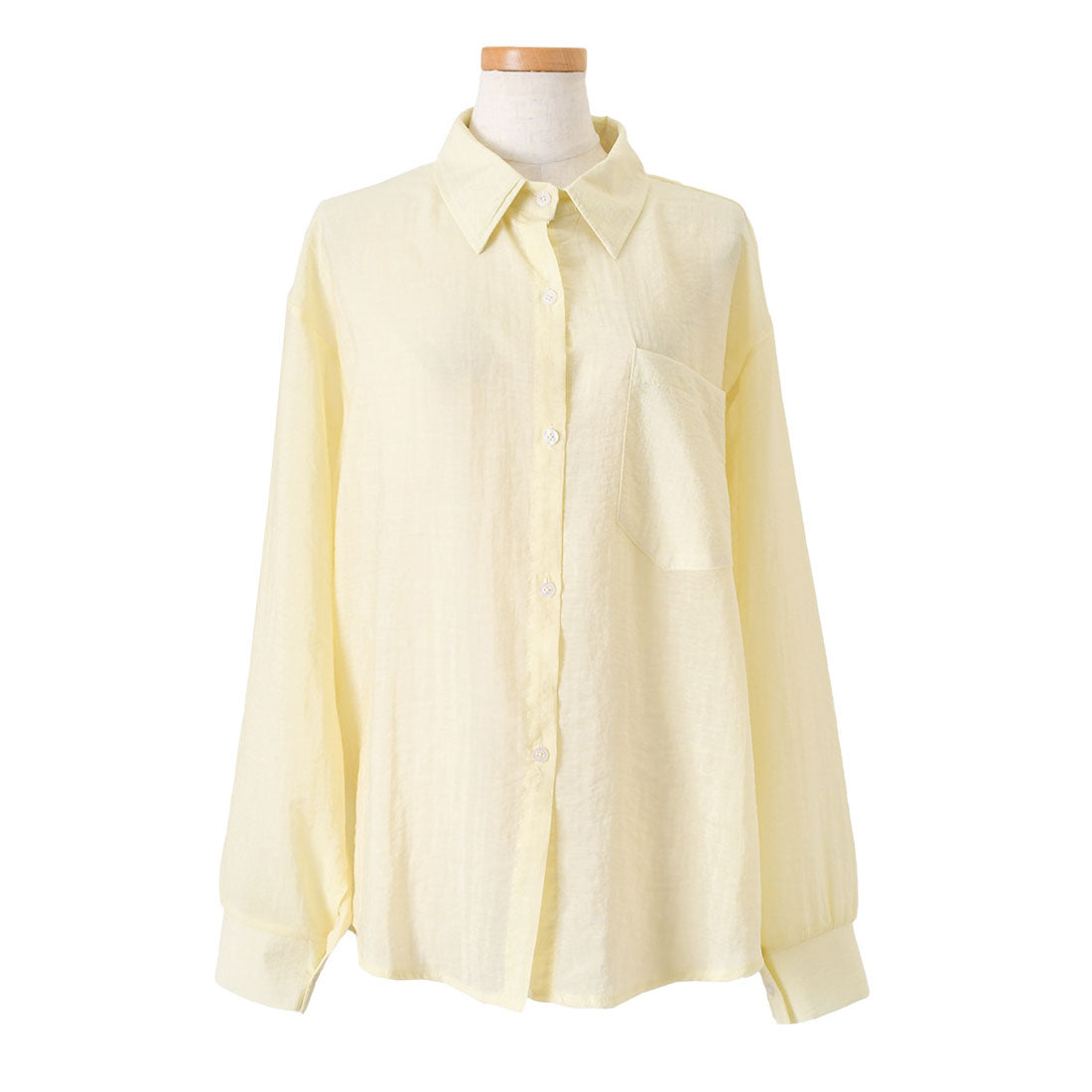 リアルスタイル REAL STYLE シアーシャツ レディース 長袖 ブラウス オフィス シワ 薄手 夏 ゆったり 大きいサイズ トップス 羽織り 上着 カジュアル おしゃれ （イエロー） イエロー