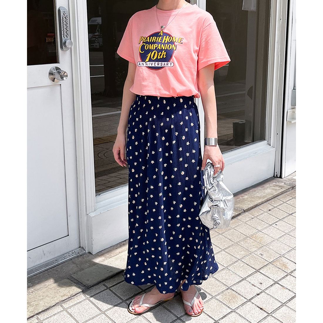 リアルスタイル REAL STYLE フレアスカート レディース ロング 夏 ウエストゴム プリーツ 花柄 ポケット Aライン 軽い ボトムス きれいめ 涼しい 速乾 プリント （ブラック） ブラック