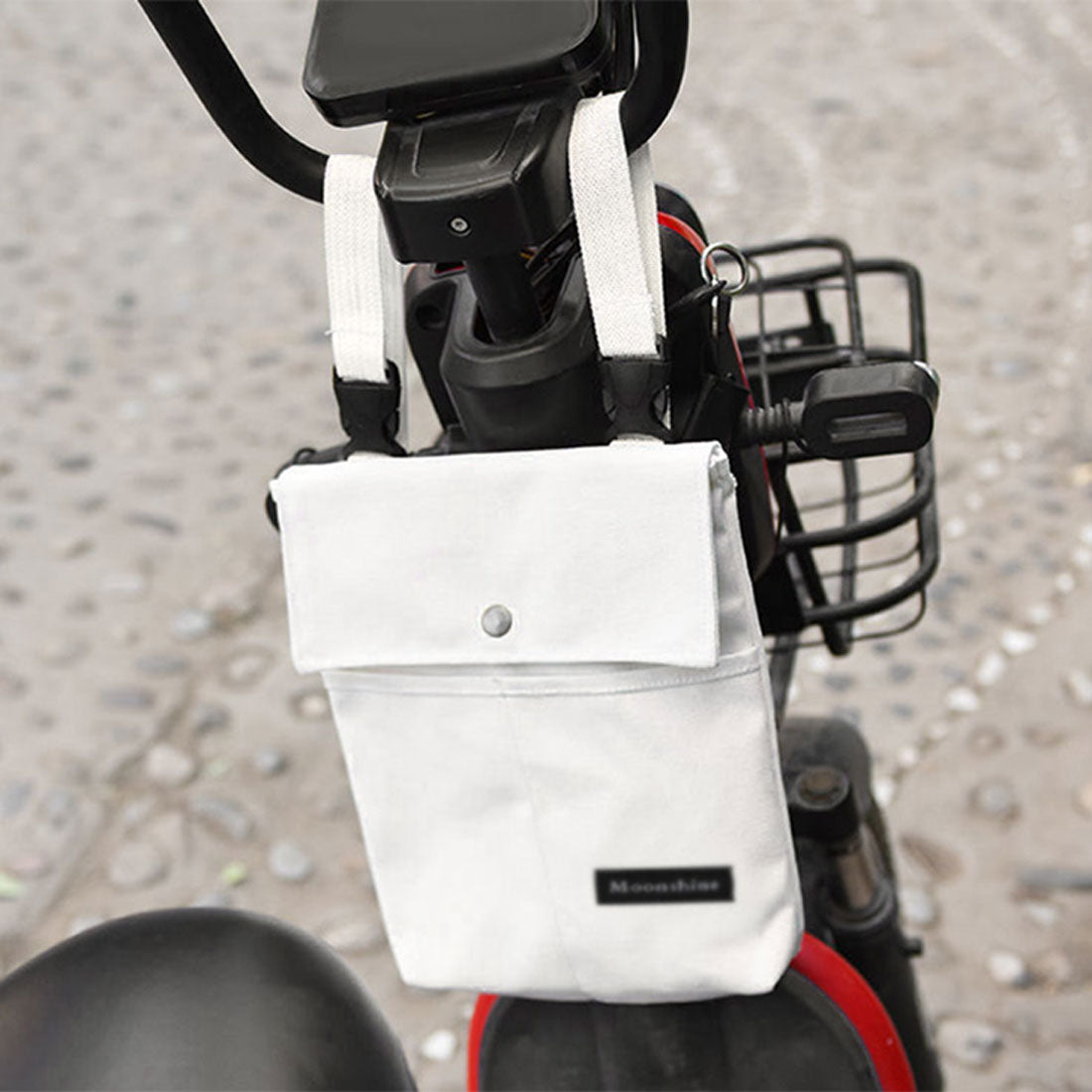 リアルスタイル REAL STYLE 自転車 フロントバッグ ハンドルバッグ スマホ ペットボトル ドリンク ホルダー ポーチ 小物入れ 折りたたみ傘 バイク 通勤 通学 帆布 （ホワイト） ホワイト