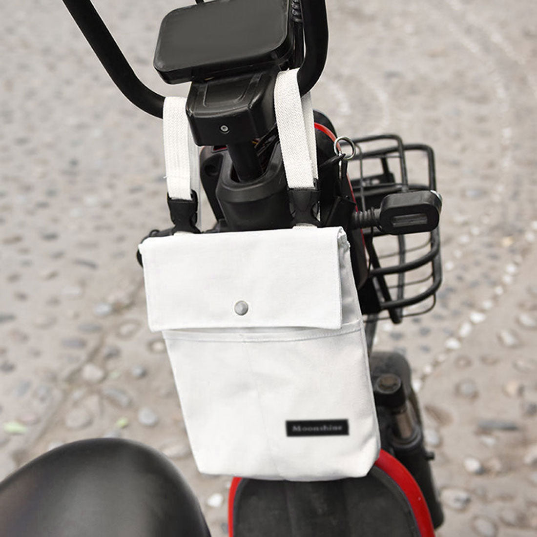 リアルスタイル REAL STYLE 自転車 フロントバッグ ハンドルバッグ スマホ ペットボトル ドリンク ホルダー ポーチ 小物入れ 折りたたみ傘 バイク 通勤 通学 帆布 （ホワイト） ホワイト