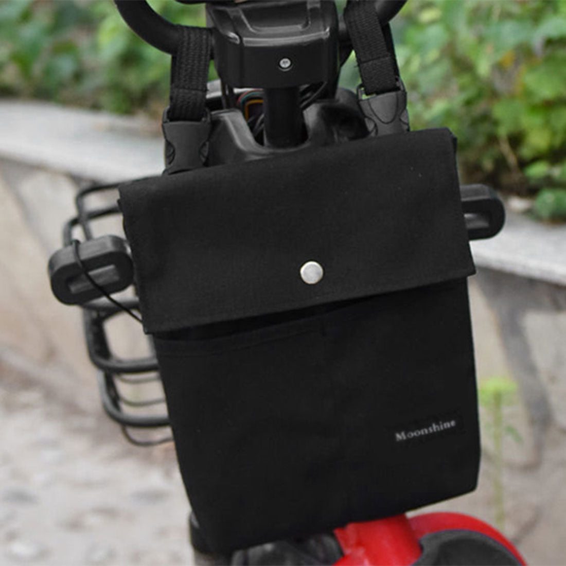 リアルスタイル REAL STYLE 自転車 フロントバッグ ハンドルバッグ スマホ ペットボトル ドリンク ホルダー ポーチ 小物入れ 折りたたみ傘 バイク 通勤 通学 帆布 （ブラック） ブラック