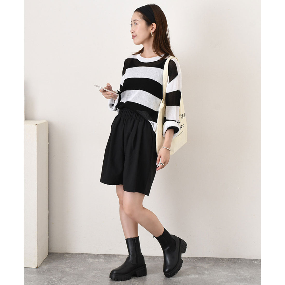 リアルスタイル REAL STYLE ニット レディース シアー メッシュ 長袖 ショート丈 夏 シースルー 透かし編み トップス ゆったり ボーダー レイヤード 重ね着 おしゃれ 韓国ファッション チンチャコリア （ブラウン） ブラウン