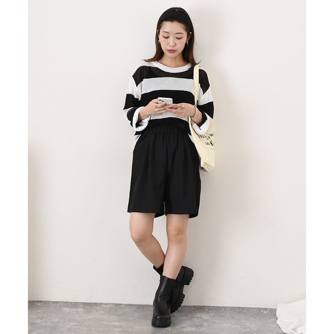 リアルスタイル REAL STYLE ニット レディース シアー メッシュ 長袖 ショート丈 夏 シースルー 透かし編み トップス ゆったり ボーダー レイヤード 重ね着 おしゃれ 韓国ファッション チンチャコリア （ブラウン） ブラウン