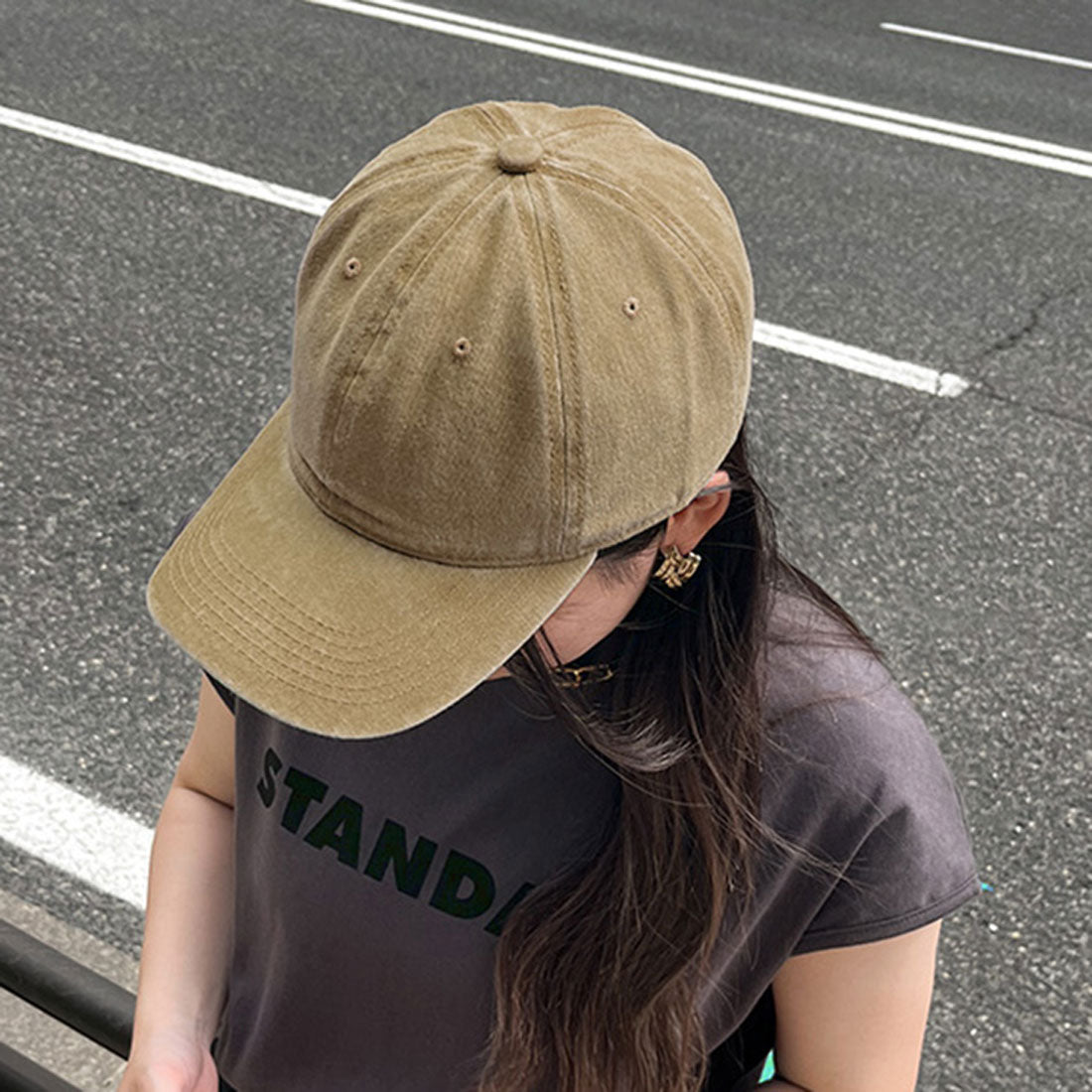 リアルスタイル REAL STYLE キャップ レディース メンズ 深め 大きいサイズ つば長 帽子 紫外線 UV コットン 綿 おしゃれ シンプル カジュアル ヴィンテージ風 （カーキベージュ） カーキベージュ