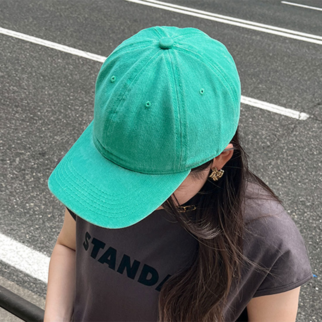 リアルスタイル REAL STYLE キャップ レディース メンズ 深め 大きいサイズ つば長 帽子 紫外線 UV コットン 綿 おしゃれ シンプル カジュアル ヴィンテージ風 （ミント） ミント