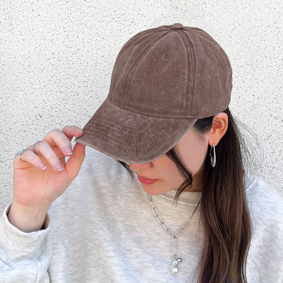 リアルスタイル REAL STYLE キャップ レディース メンズ 深め 大きいサイズ つば長 帽子 紫外線 UV コットン 綿 おしゃれ シンプル カジュアル ヴィンテージ風 （ダークブラウン） ダークブラウン