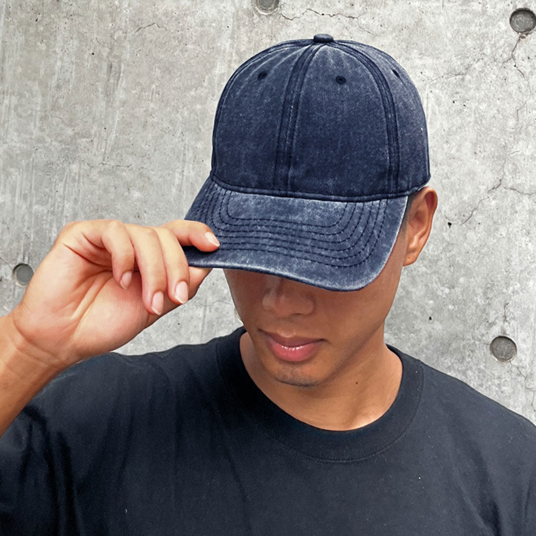 リアルスタイル REAL STYLE キャップ レディース メンズ 深め 大きいサイズ つば長 帽子 紫外線 UV コットン 綿 おしゃれ シンプル カジュアル ヴィンテージ風 （ネイビー） ネイビー