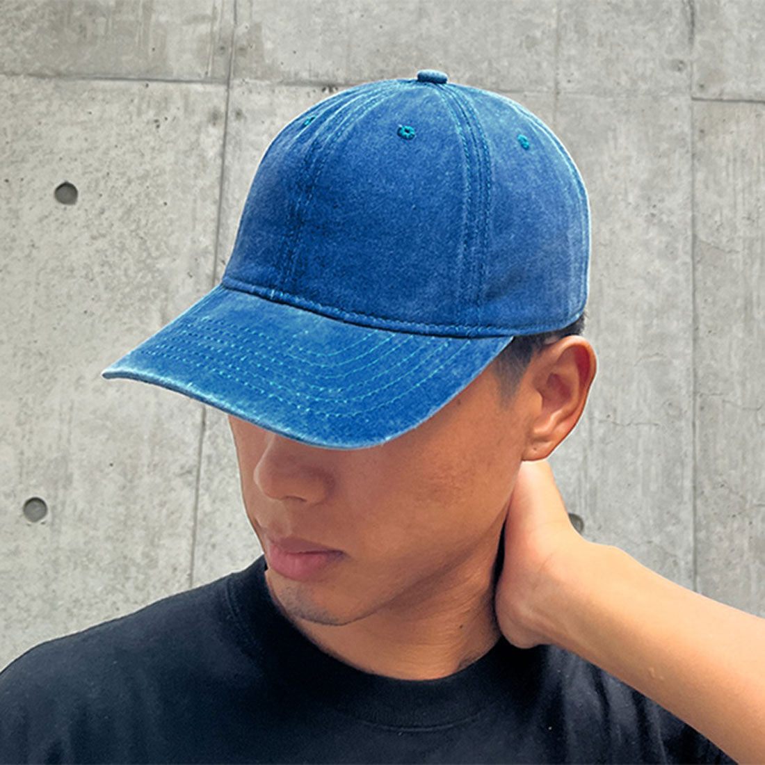 リアルスタイル REAL STYLE キャップ レディース メンズ 深め 大きいサイズ つば長 帽子 紫外線 UV コットン 綿 おしゃれ シンプル カジュアル ヴィンテージ風 （ブルー） ブルー