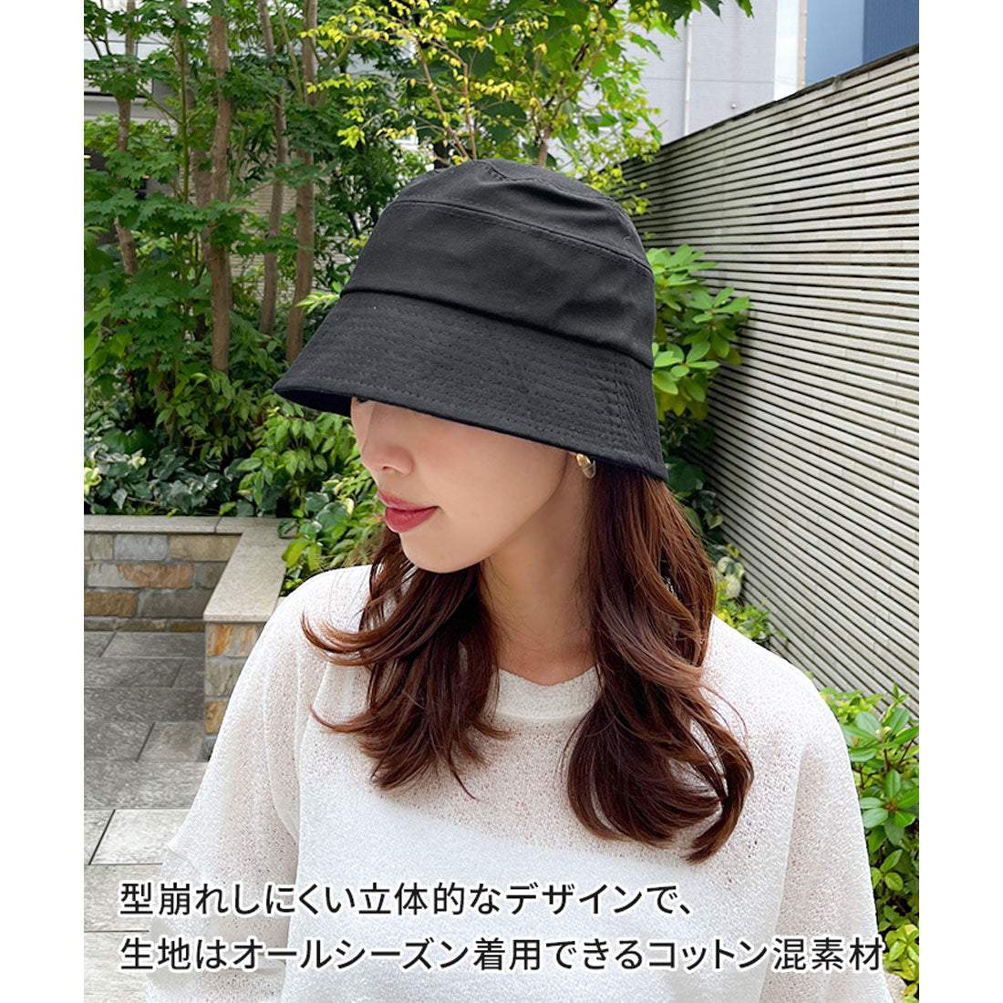 リアルスタイル REAL STYLE バケットハット 帽子 レディース つば広 UVカット 大きい 深め 小顔効果 夏 完全遮光 超軽量 紫外線 UPF50+ おしゃれ 綿混 （カーキ） カーキ