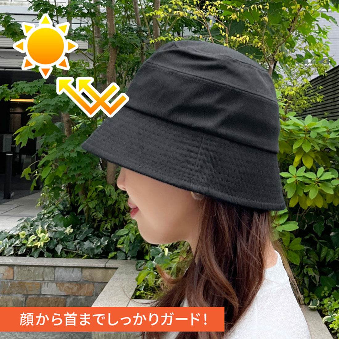 リアルスタイル REAL STYLE バケットハット 帽子 レディース つば広 UVカット 大きい 深め 小顔効果 夏 完全遮光 超軽量 紫外線 UPF50+ おしゃれ 綿混 （カーキ） カーキ