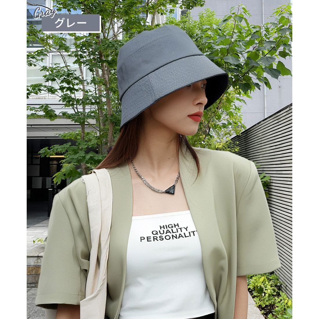 リアルスタイル REAL STYLE バケットハット 帽子 レディース つば広 UVカット 大きい 深め 小顔効果 夏 完全遮光 超軽量 紫外線 UPF50+ おしゃれ 綿混 （カーキ） カーキ