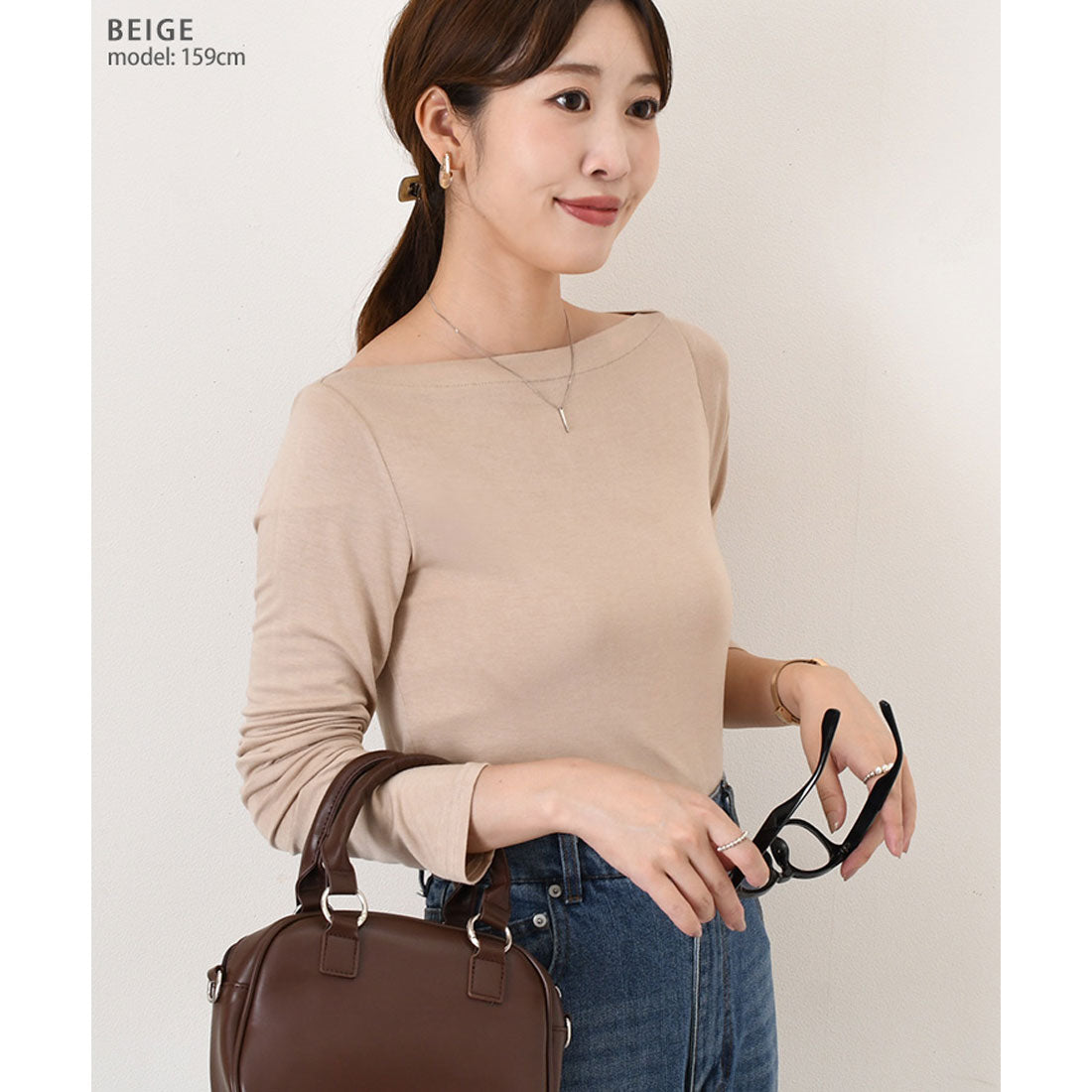 リアルスタイル REAL STYLE カットソー レディース 長袖 薄手 春 夏 秋 冬 ボートネック トップス インナー 無地 オフィス OL きれいめ 韓国ファッション 韓国ファッション チンチャコリア （ホワイト） ホワイト