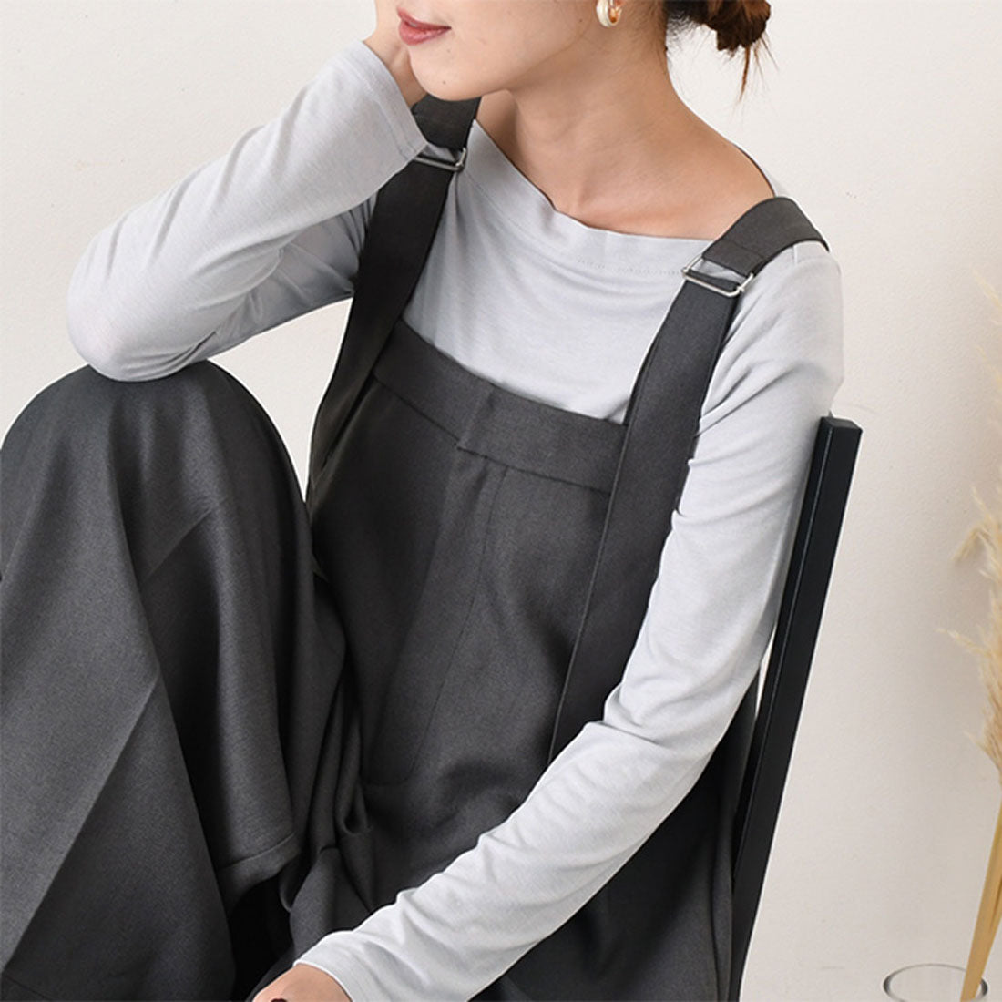 リアルスタイル REAL STYLE カットソー レディース 長袖 薄手 春 夏 秋 冬 ボートネック トップス インナー 無地 オフィス OL きれいめ 韓国ファッション 韓国ファッション チンチャコリア （ライトグレー） ライトグレー
