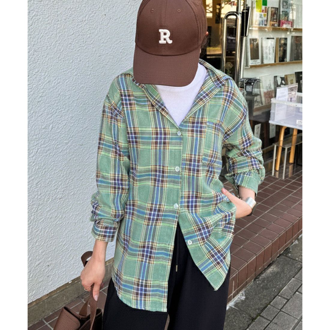 リアルスタイル REAL STYLE チェックシャツ レディース 長袖 秋 冬 大きい ゆったり ロング カジュアル トップス アウター 羽織り 薄手 おしゃれ 韓国ファッション （レッド） レッド