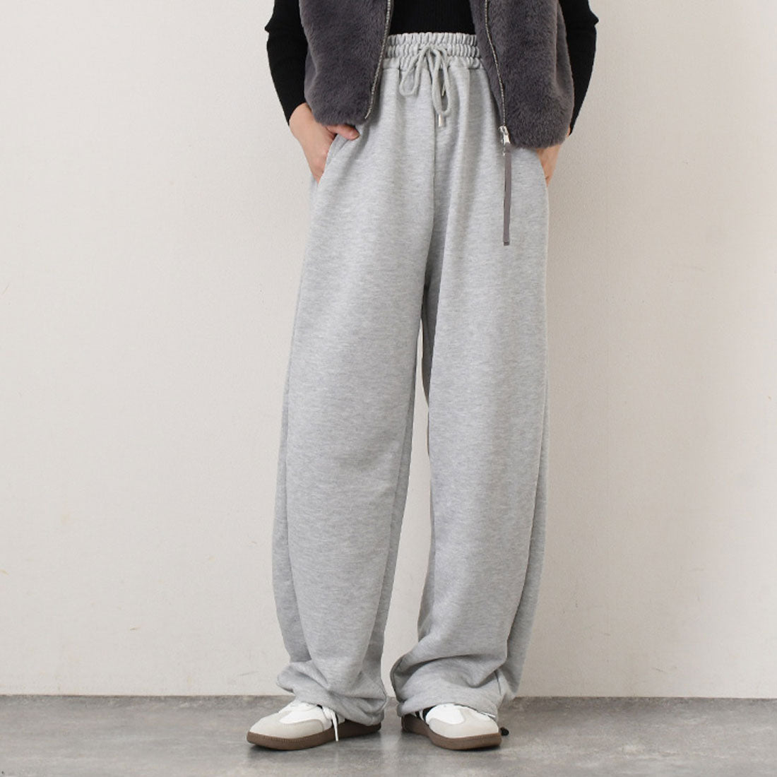 リアルスタイル REAL STYLE スウェットパンツ レディース ワイドパンツ ジョガーパンツ 厚手 秋 冬 部屋着 スポーツ 運動 ゆったり ウエストゴム スエット ボトムス （グレー） グレー