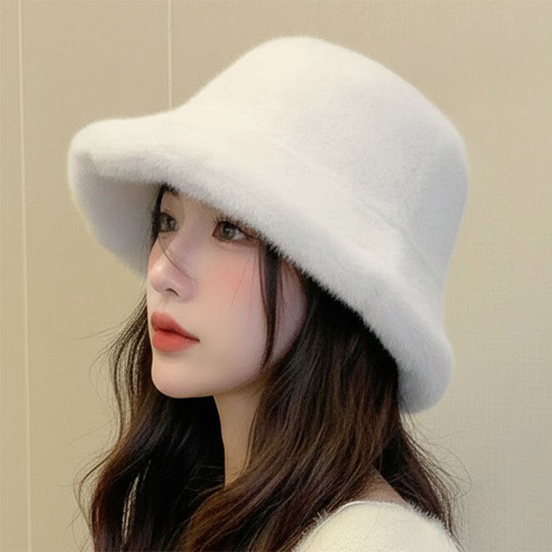 リアルスタイル REAL STYLE バケットハット レディース 帽子 秋冬 ファー 大きい 深め つば広 防寒 暖かい ふわふわ もこもこ おしゃれ きれいめ 韓国 小顔効果 （ブラック） ブラック