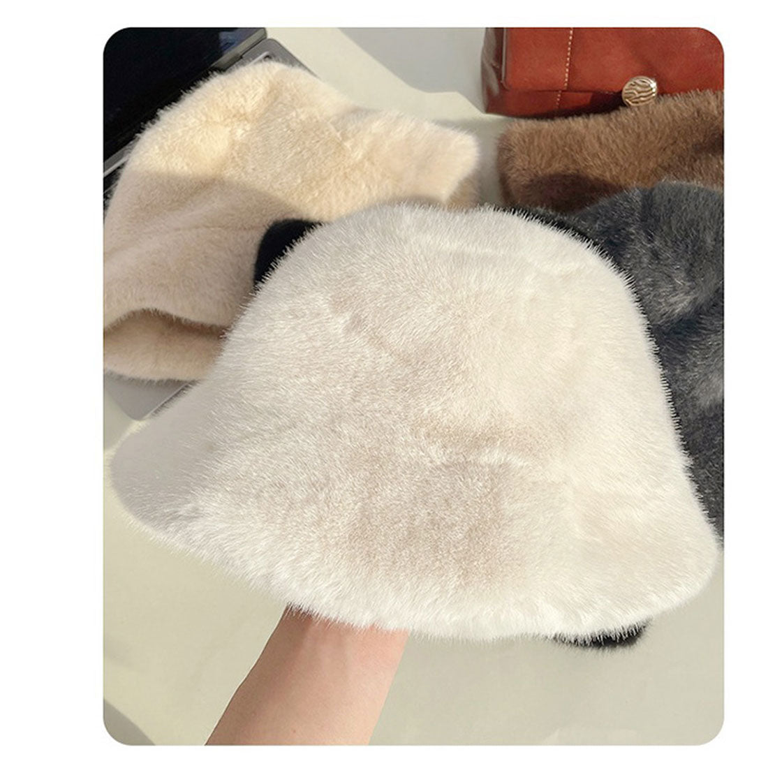 リアルスタイル REAL STYLE バケットハット レディース 帽子 秋冬 ファー 大きい 深め つば広 防寒 暖かい ふわふわ もこもこ おしゃれ きれいめ 韓国 小顔効果 （ブラック） ブラック