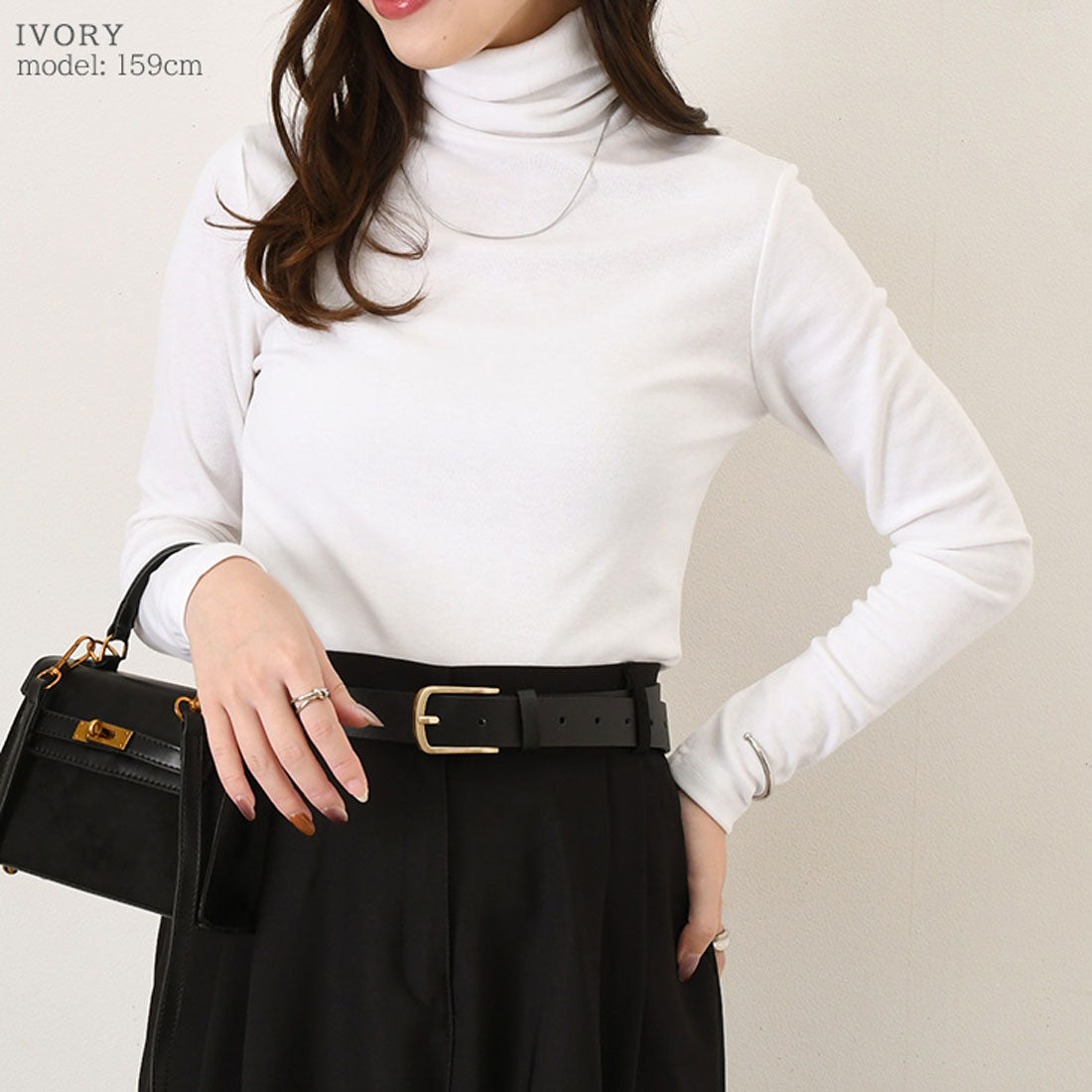 リアルスタイル REAL STYLE カットソー レディース 裏微起毛 あったか 長袖 タートルネック 薄手 暖かい 秋 冬 春 インナー トップス タイト オフィス デイリー 韓国ファッション チンチャコリア （アイボリー） アイボリー