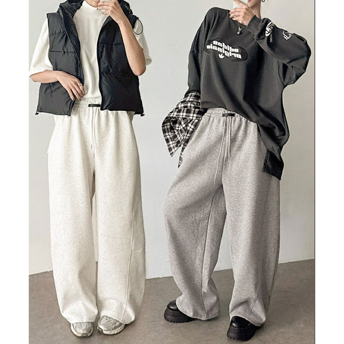 リアルスタイル REAL STYLE スウェットパンツ 裏起毛 レディース 大きめ ワイドパンツ 秋 冬 部屋着 スポーツ 運動 ゆったり ウエストゴム スエット ボトムス 高身長 （メランジ） メランジ