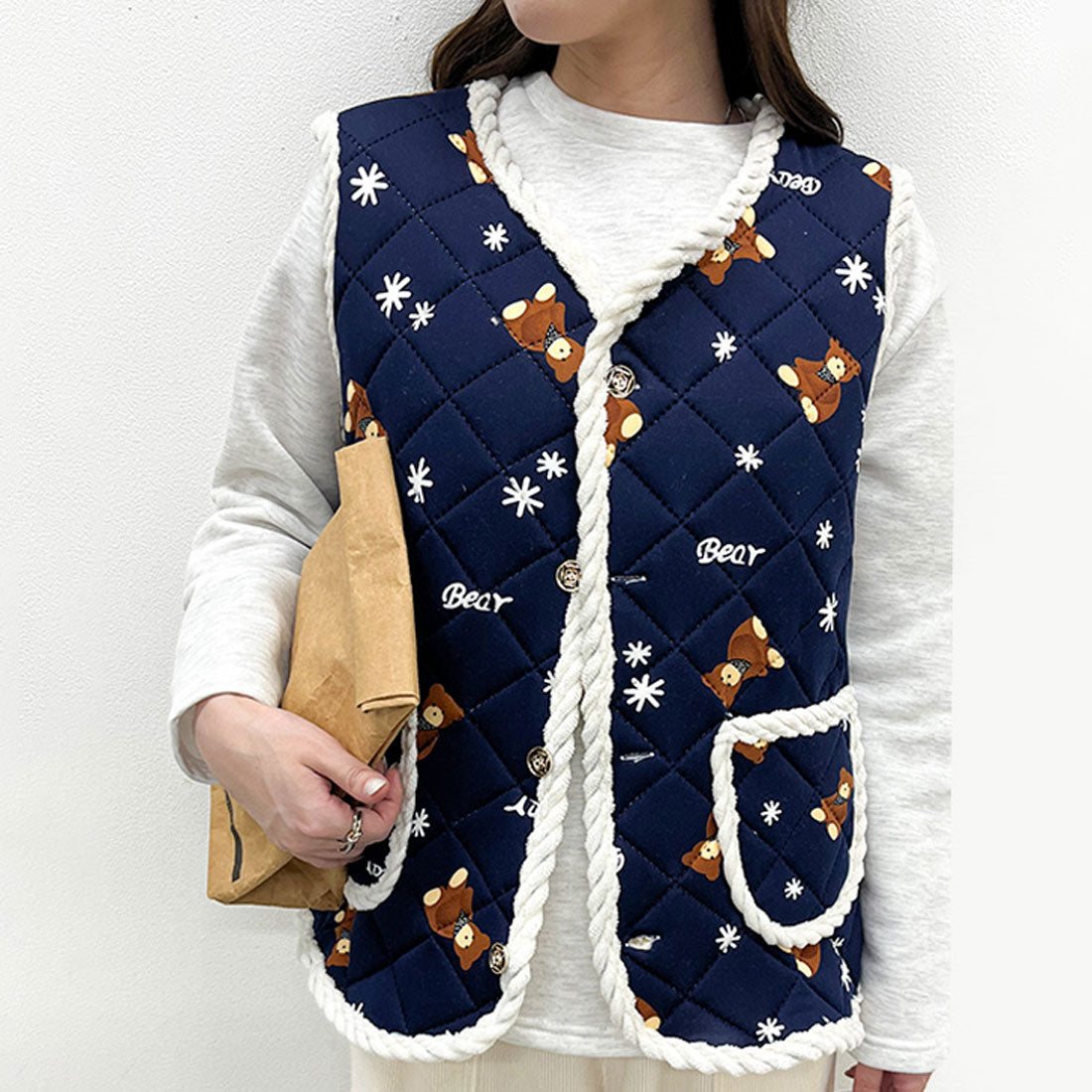 Real Style Harmonichokki Stylish Vest for Women Winter Autumn Front Op