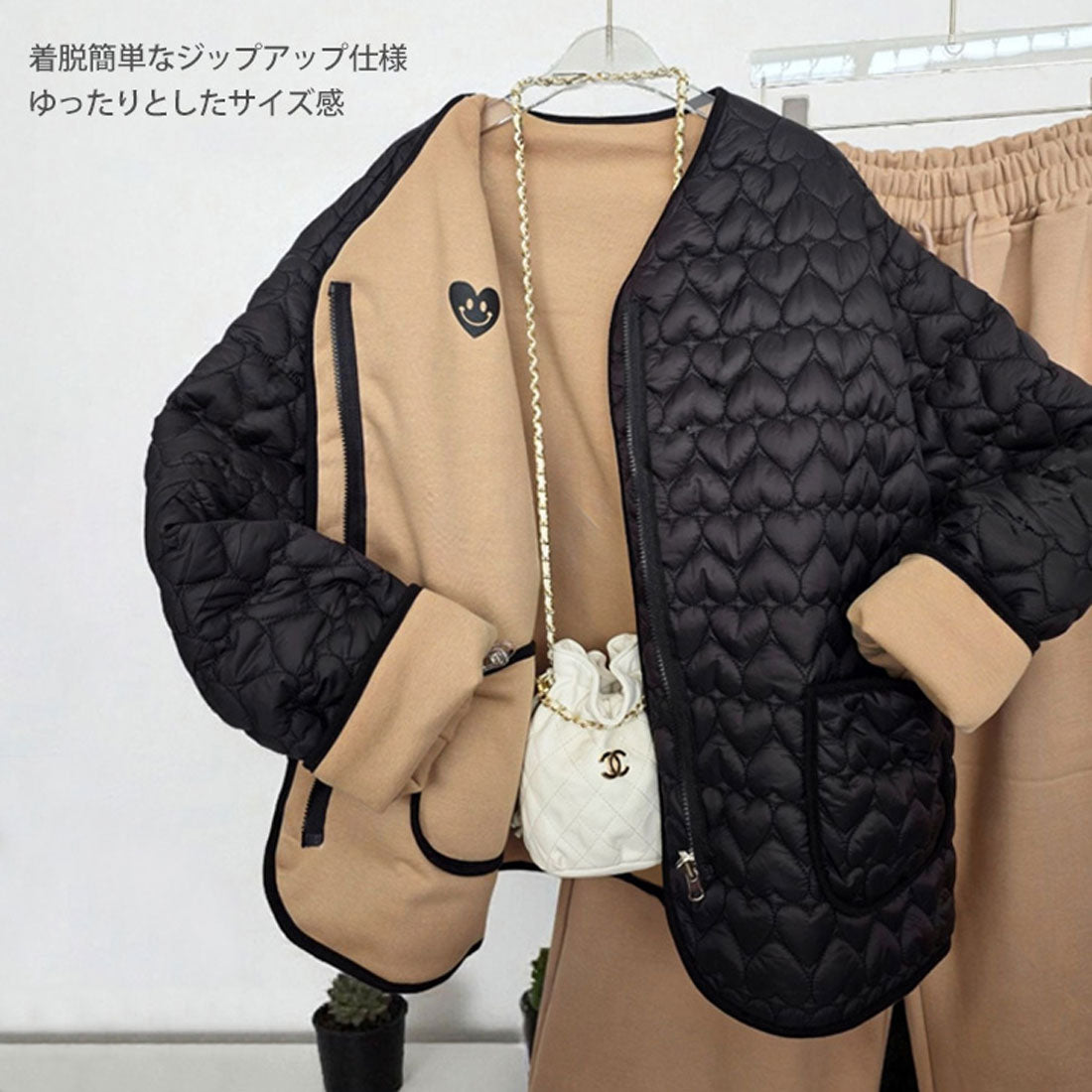 リアルスタイル REAL STYLE キルティング ジャケット リバーシブル コート レディース 秋冬 春 大きいサイズ 2way 前開き 中綿 撥水 アウター あったか 防寒 韓国 韓国ファッション チンチャコリア （ブラウン） ブラウン