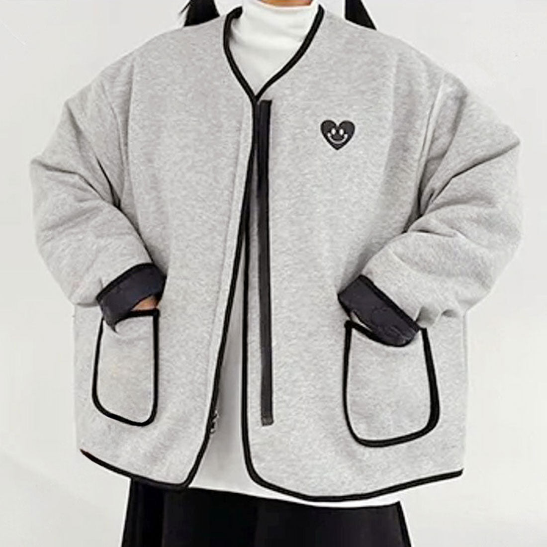 リアルスタイル REAL STYLE キルティング ジャケット リバーシブル コート レディース 秋冬 春 大きいサイズ 2way 前開き 中綿 撥水 アウター あったか 防寒 韓国 韓国ファッション チンチャコリア （グレー） グレー