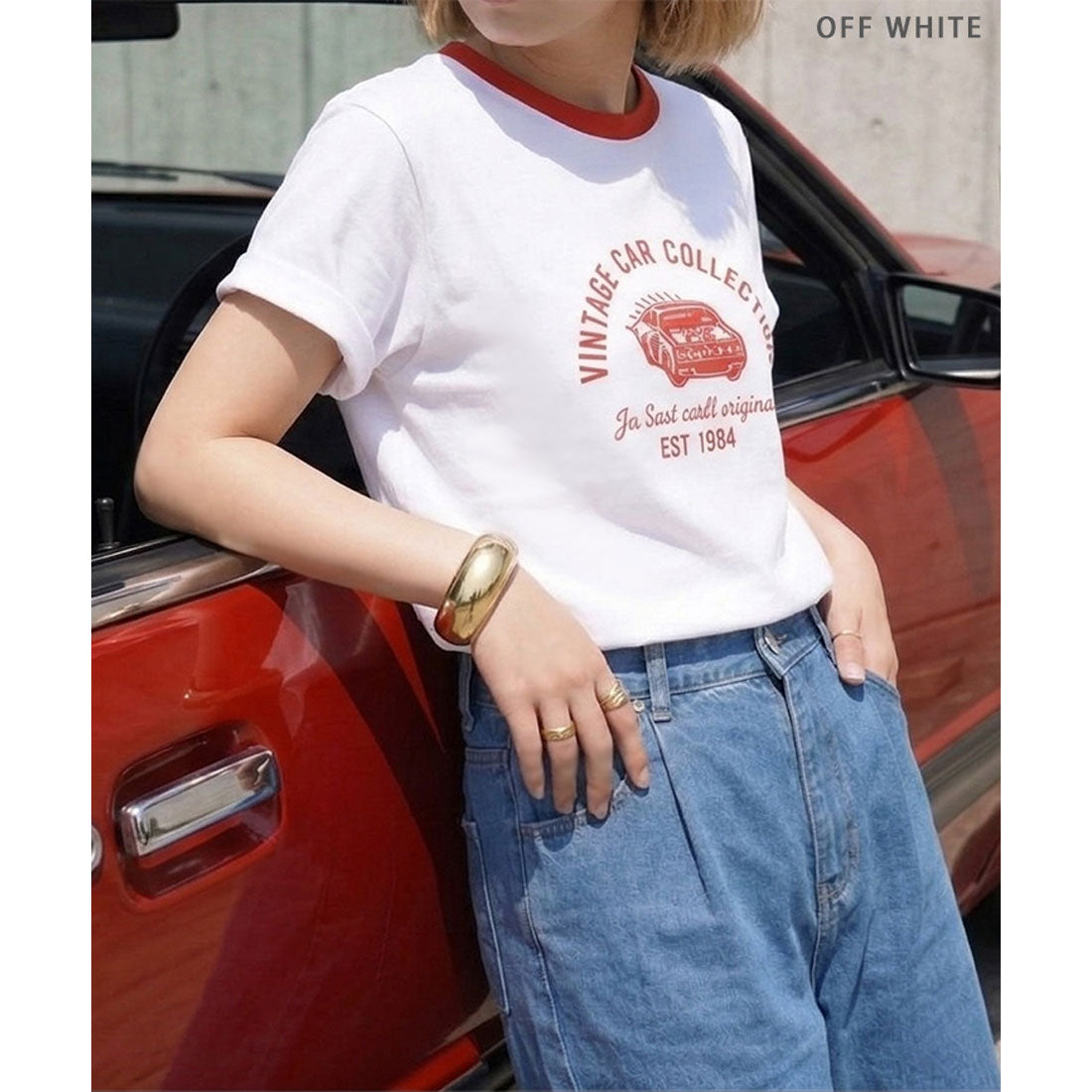 リアルスタイル REAL STYLE Tシャツ カットソー レディース 半袖 薄手 春 夏 コットン 綿 ロゴ イラスト プリント トップス 丸首 シンプル ロゴT 韓国 配色 韓国ファッション チンチャコリア （ブラック） ブラック