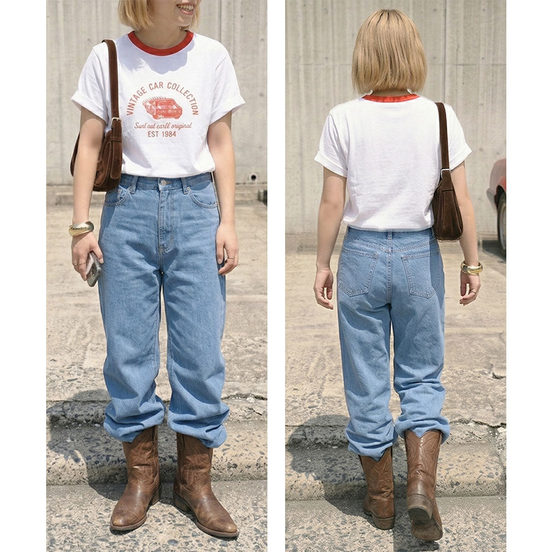 リアルスタイル REAL STYLE Tシャツ カットソー レディース 半袖 薄手 春 夏 コットン 綿 ロゴ イラスト プリント トップス 丸首 シンプル ロゴT 韓国 配色 韓国ファッション チンチャコリア （ブラック） ブラック