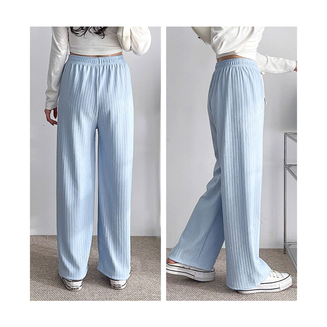 リアルスタイル REAL STYLE ワイドパンツ レディース 夏 春 秋 涼しい 楽ちん プリーツ リブ ボトムス ズボン ゆったり ウエストゴム ストレッチ 部屋着 カジュアル （チャコール） チャコール