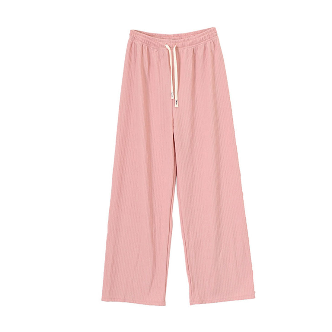リアルスタイル REAL STYLE ワイドパンツ レディース 夏 春 秋 涼しい 楽ちん プリーツ リブ ボトムス ズボン ゆったり ウエストゴム ストレッチ 部屋着 カジュアル （ピンク） ピンク