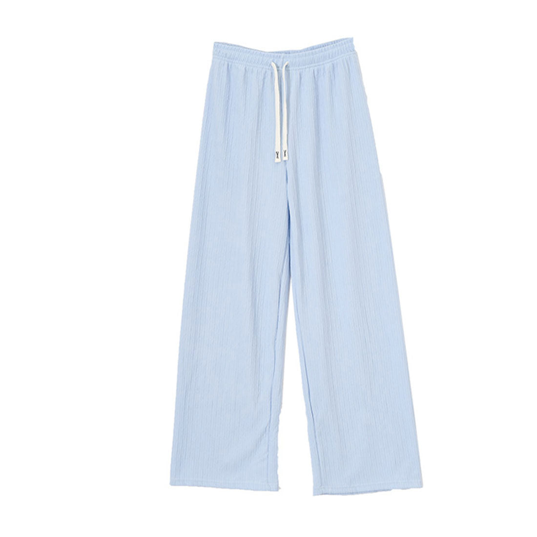 リアルスタイル REAL STYLE ワイドパンツ レディース 夏 春 秋 涼しい 楽ちん プリーツ リブ ボトムス ズボン ゆったり ウエストゴム ストレッチ 部屋着 カジュアル （ライトブルー） ライトブルー