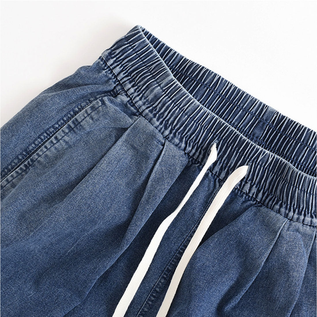 リアルスタイル REAL STYLE デニムパンツ レディース ワイド ウエストゴム ストレッチ 薄手 ボトムス ジーンズ ジーパン ズボン ゆったり 大きめ ポケット おしゃれ （ブルー） ブルー