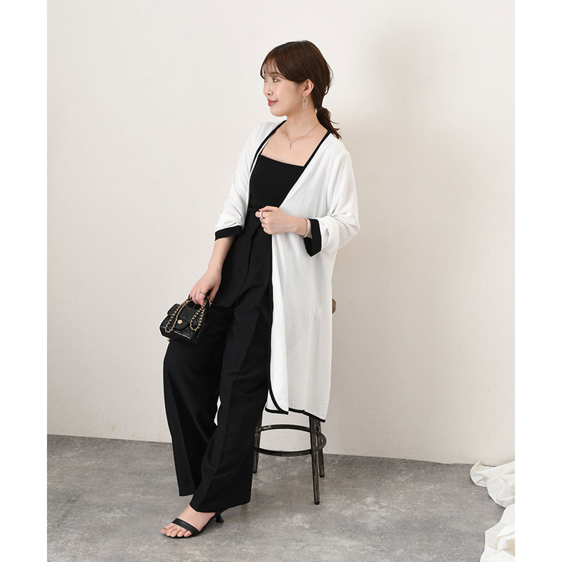 リアルスタイル REAL STYLE カーディガン レディース きれいめ 春 薄手 ロング 長め 長袖 トッパーカーディガン アウター トップス 羽織り 上着 おしゃれ オフィス （ホワイト） ホワイト