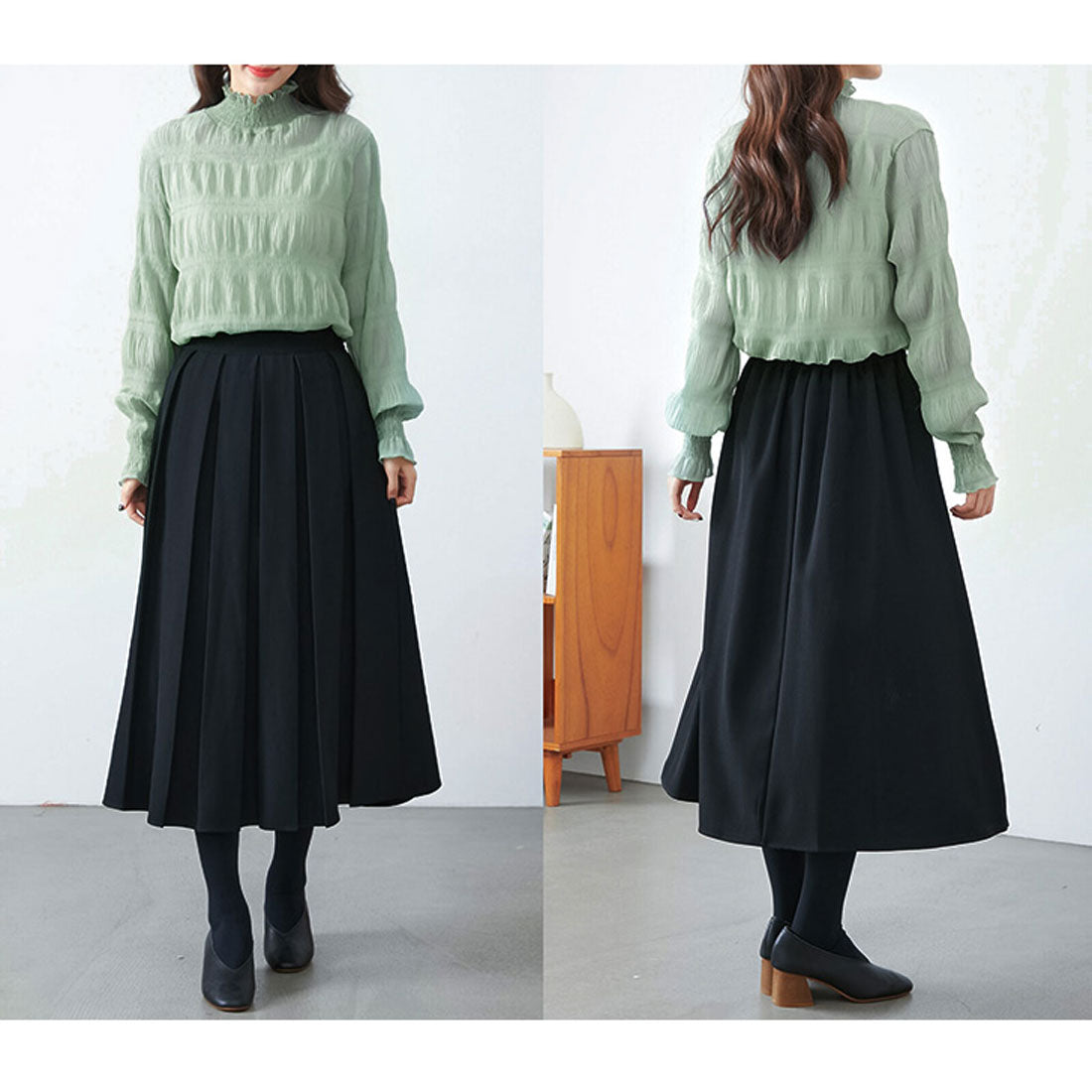 リアルスタイル REAL STYLE シアー ハイネック ブラウス 長袖 カットソー レイヤード UVケア 紫外線対策 可愛い セカンドスキン