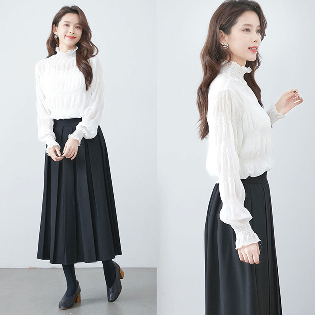 リアルスタイル REAL STYLE シアー ハイネック ブラウス 長袖 カットソー レイヤード UVケア 紫外線対策 可愛い セカンドスキン