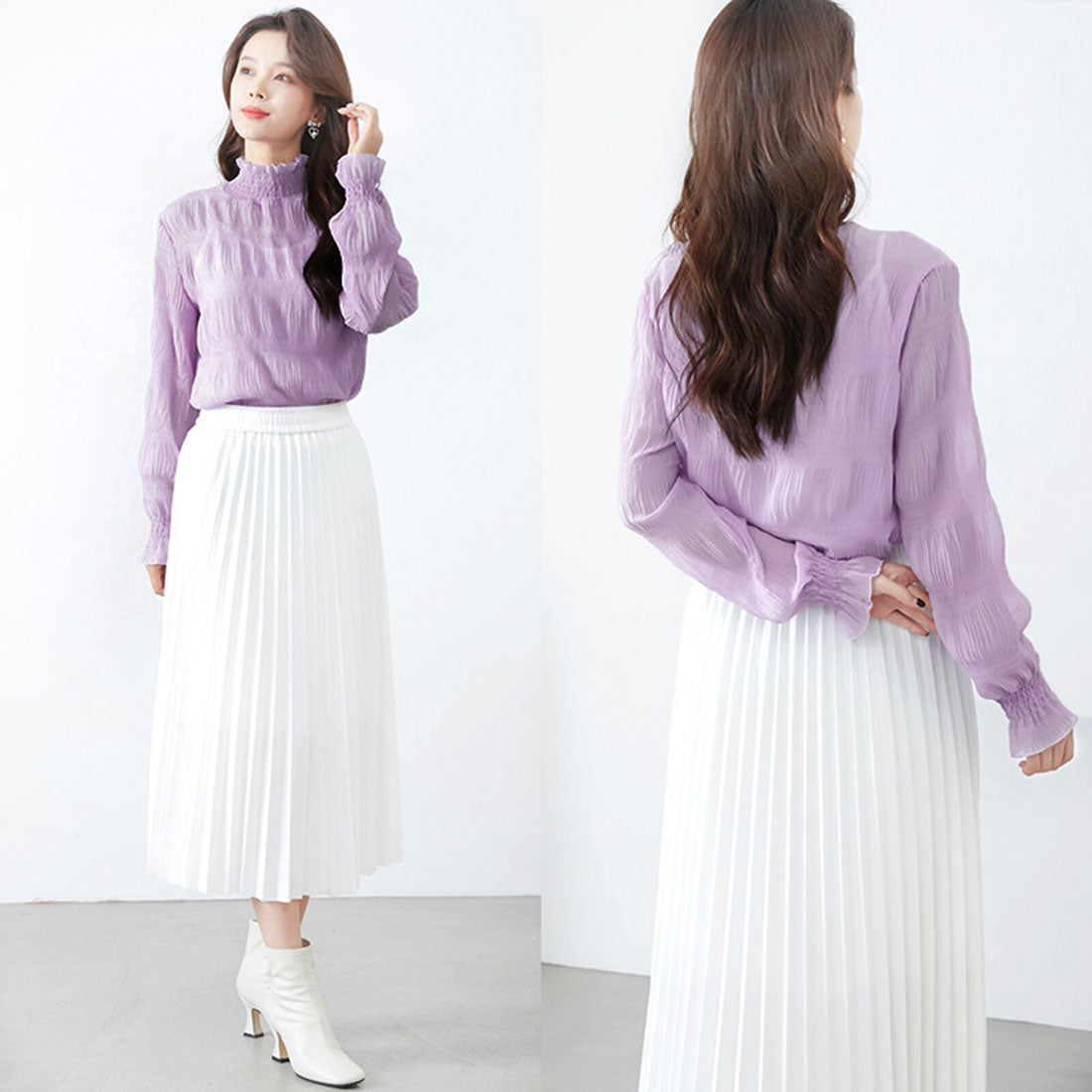 リアルスタイル REAL STYLE シアー ハイネック ブラウス 長袖 カットソー レイヤード UVケア 紫外線対策 可愛い セカンドスキン