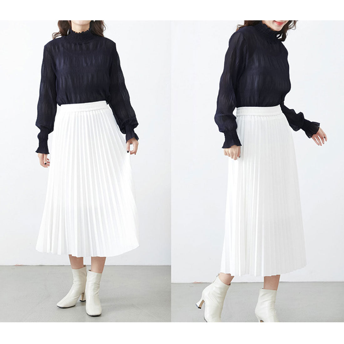リアルスタイル REAL STYLE シアー ハイネック ブラウス 長袖 カットソー レイヤード UVケア 紫外線対策 可愛い セカンドスキン