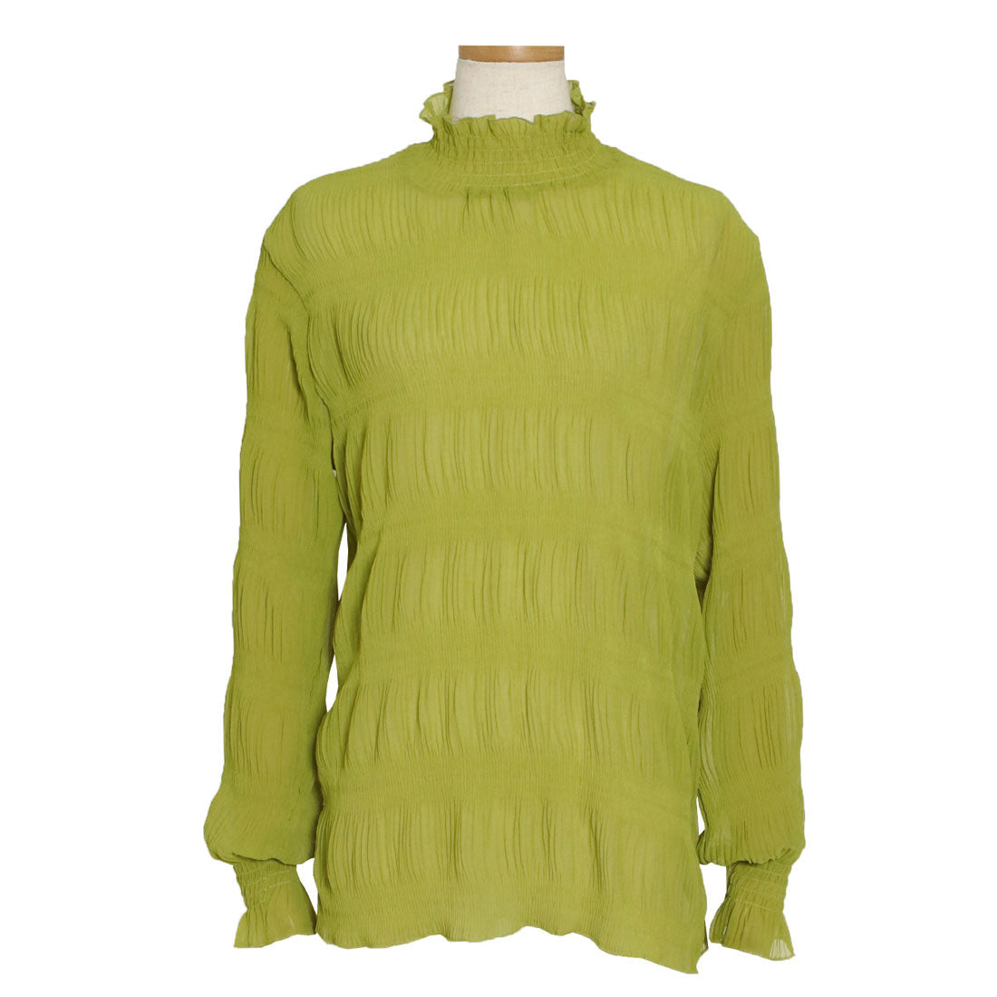 REAL STYLE Sheer High Neck Blouse Long Sleeve Cut and Sew Layered UV Care UV Protection Cute Second Skin
