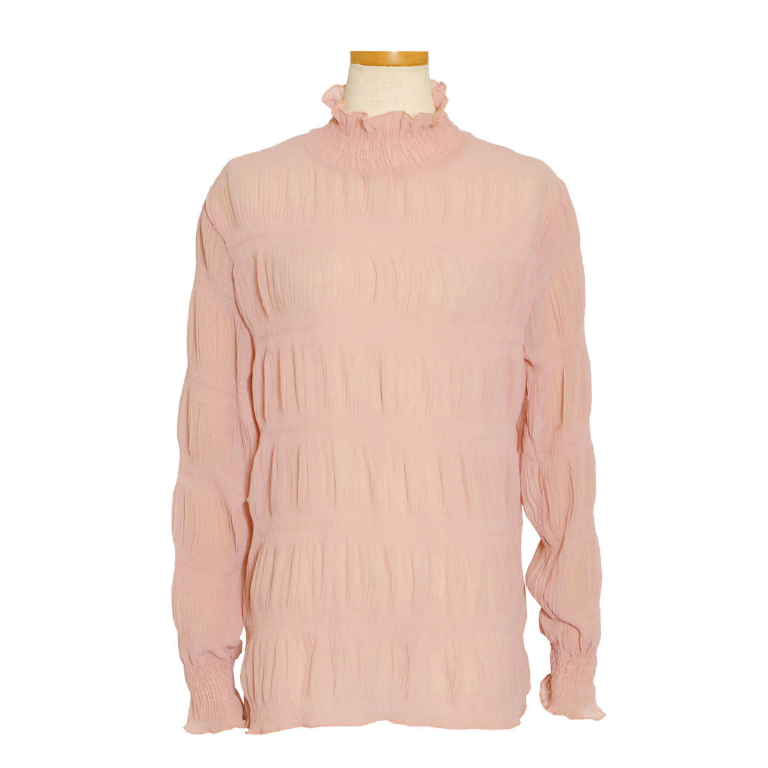 REAL STYLE Sheer High Neck Blouse Long Sleeve Cut and Sew Layered UV Care UV Protection Cute Second Skin
