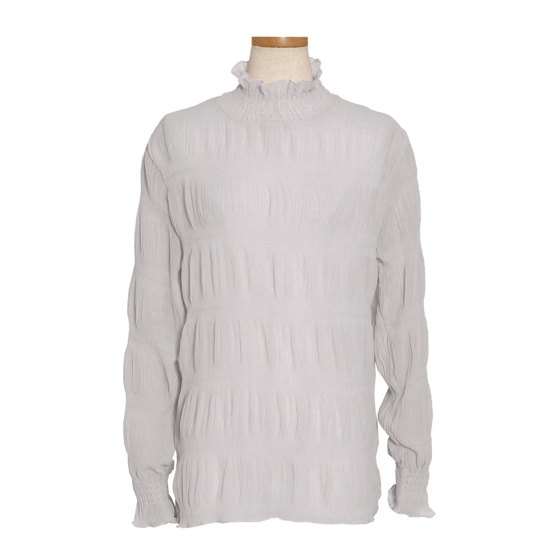 REAL STYLE Sheer High Neck Blouse Long Sleeve Cut and Sew Layered UV Care UV Protection Cute Second Skin
