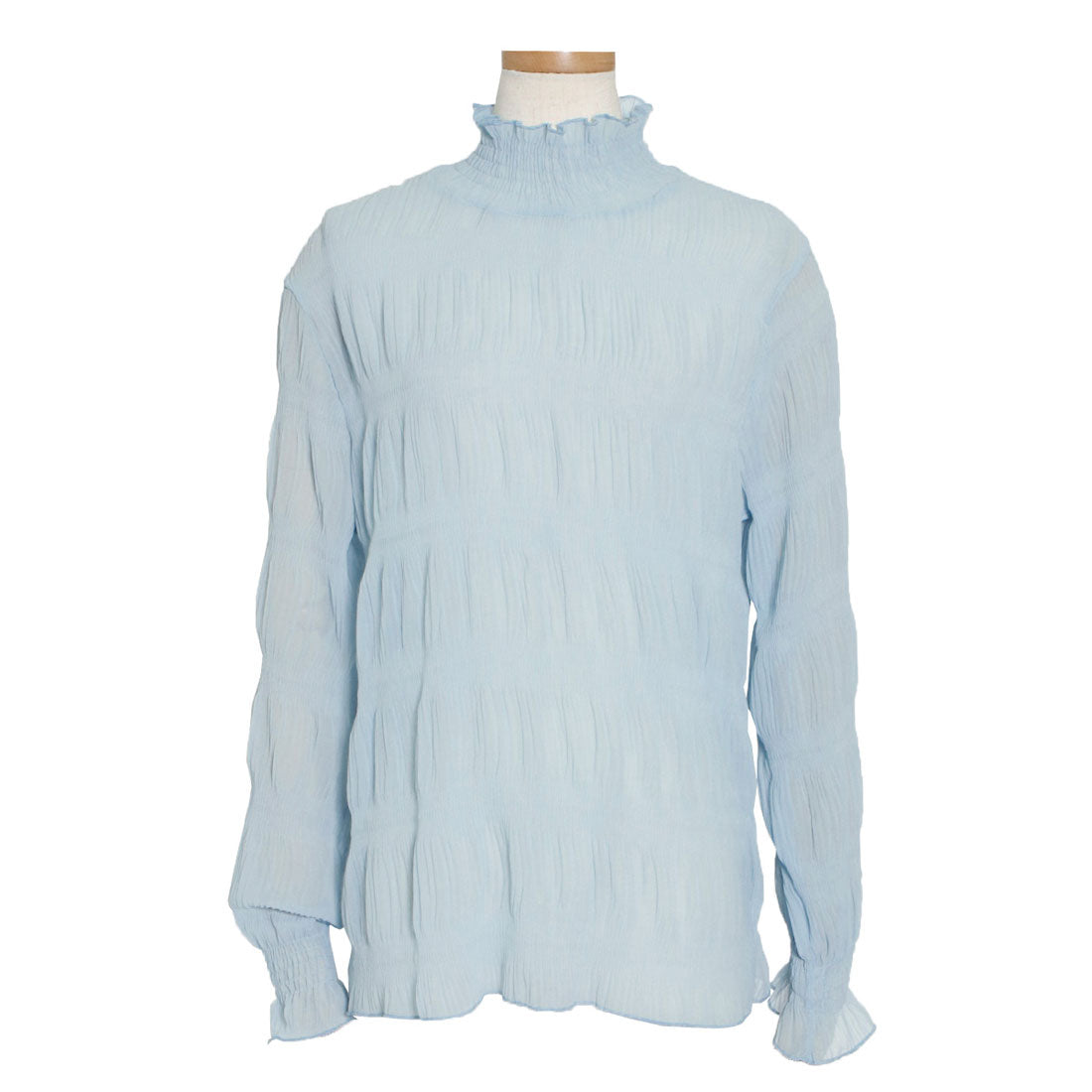 REAL STYLE Sheer High Neck Blouse Long Sleeve Cut and Sew Layered UV Care UV Protection Cute Second Skin