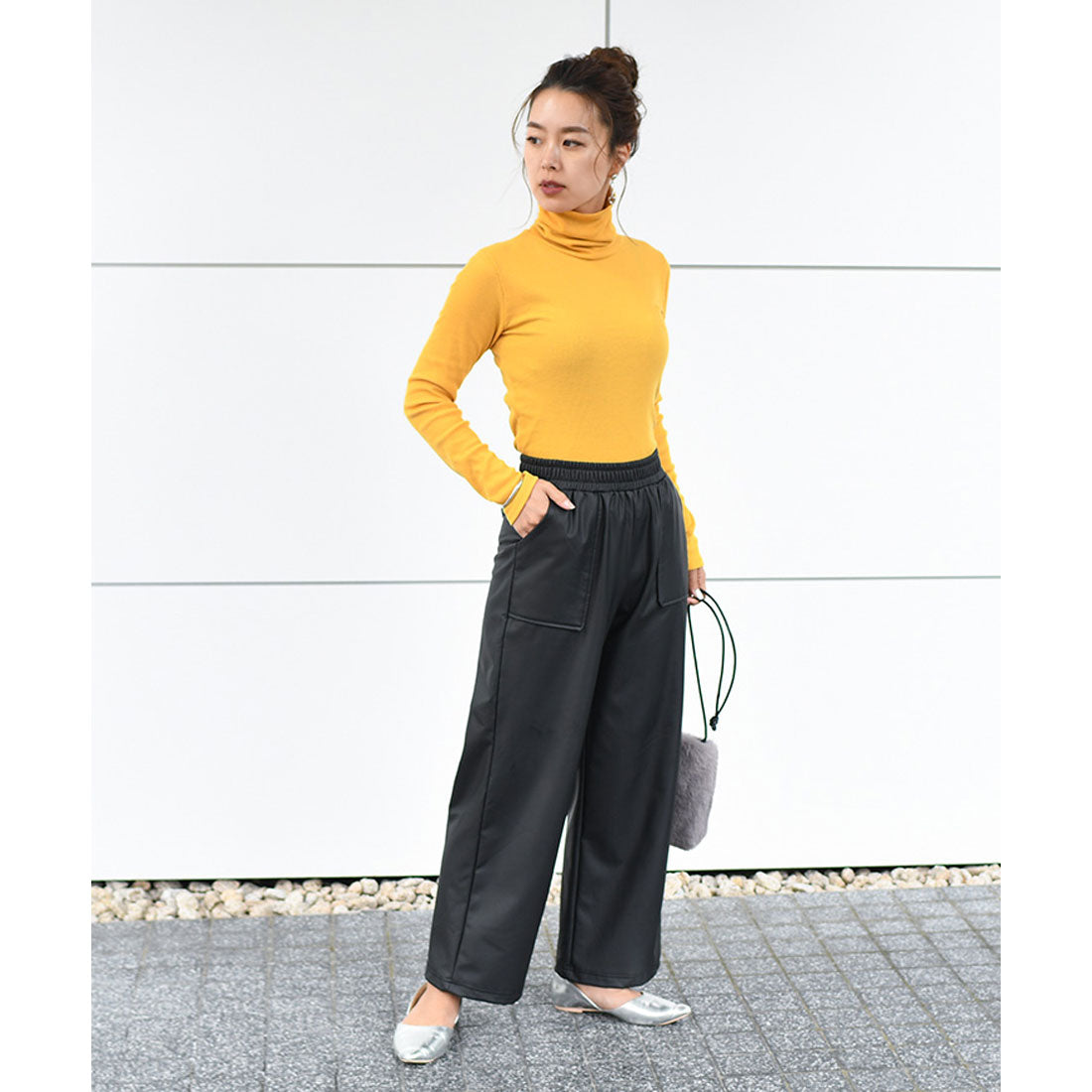 リアルスタイル REAL STYLE タートルネック 綿混 カットソー 長袖 ハイネック ニットソー インナー 重ね着 レイヤード  リブ