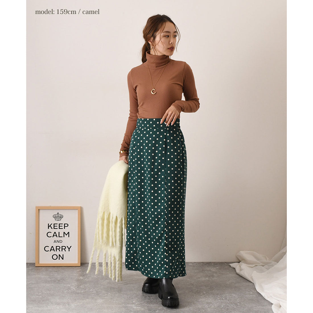 リアルスタイル REAL STYLE タートルネック 綿混 カットソー 長袖 ハイネック ニットソー インナー 重ね着 レイヤード  リブ