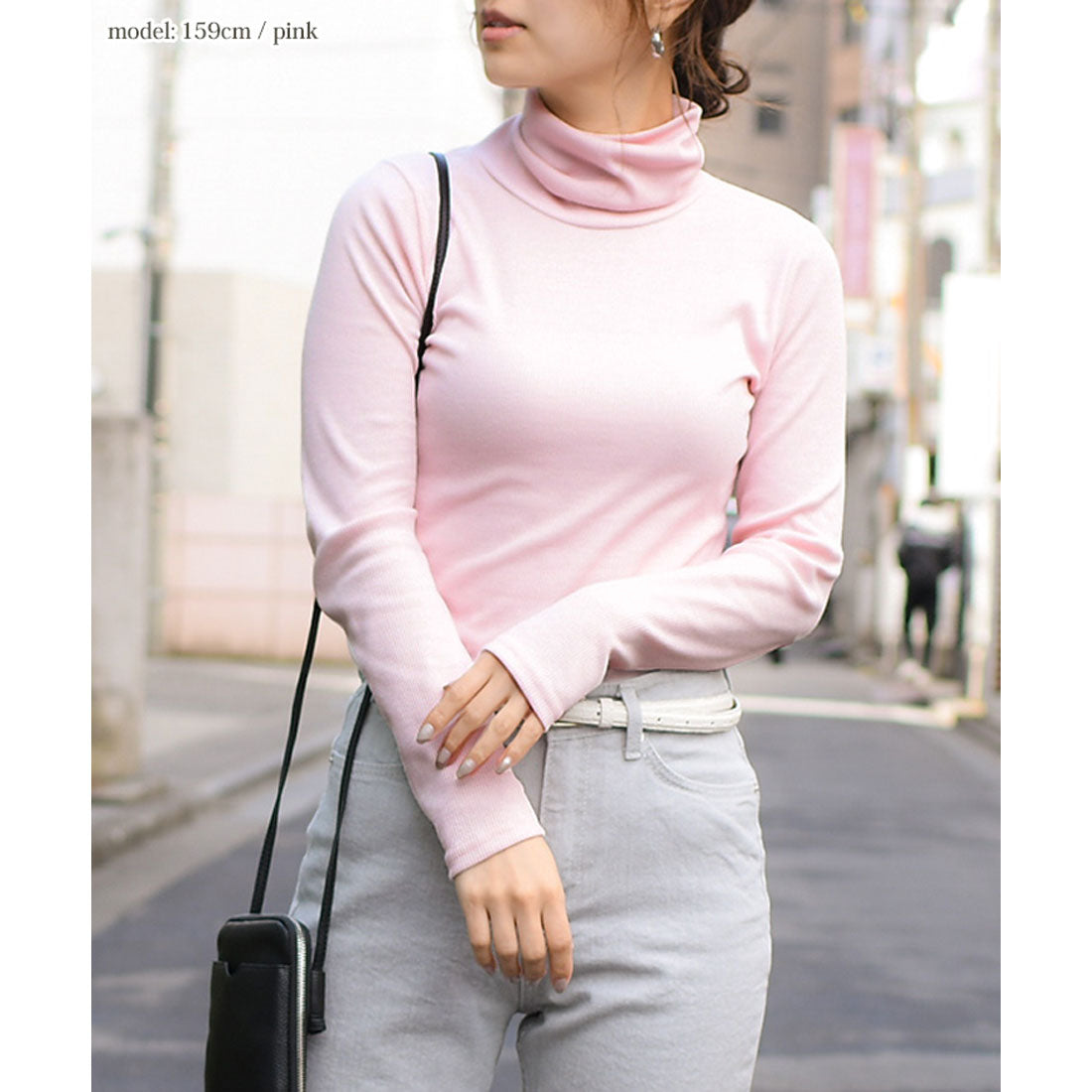 リアルスタイル REAL STYLE タートルネック 綿混 カットソー 長袖 ハイネック ニットソー インナー 重ね着 レイヤード  リブ