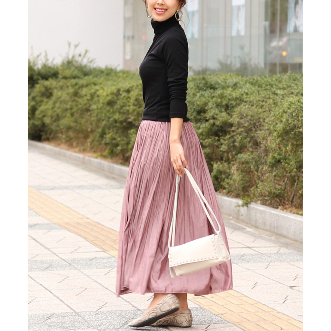 リアルスタイル REAL STYLE タートルネック 綿混 カットソー 長袖 ハイネック ニットソー インナー 重ね着 レイヤード  リブ