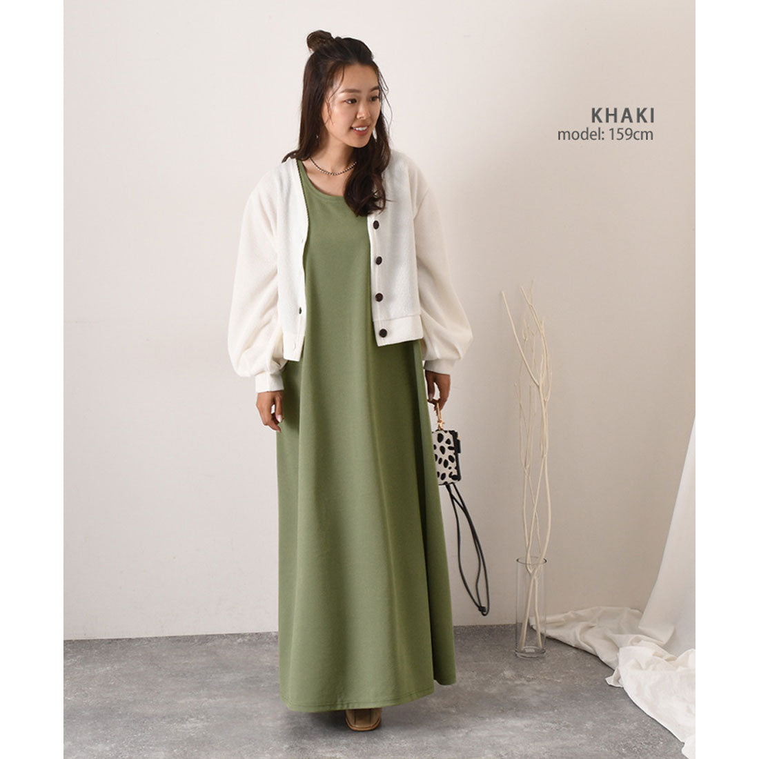 リアルスタイル REAL STYLE ワンピース レディース  マキシ ロング エンボス ノースリーブ 速乾 体型カバー 無地 高身長