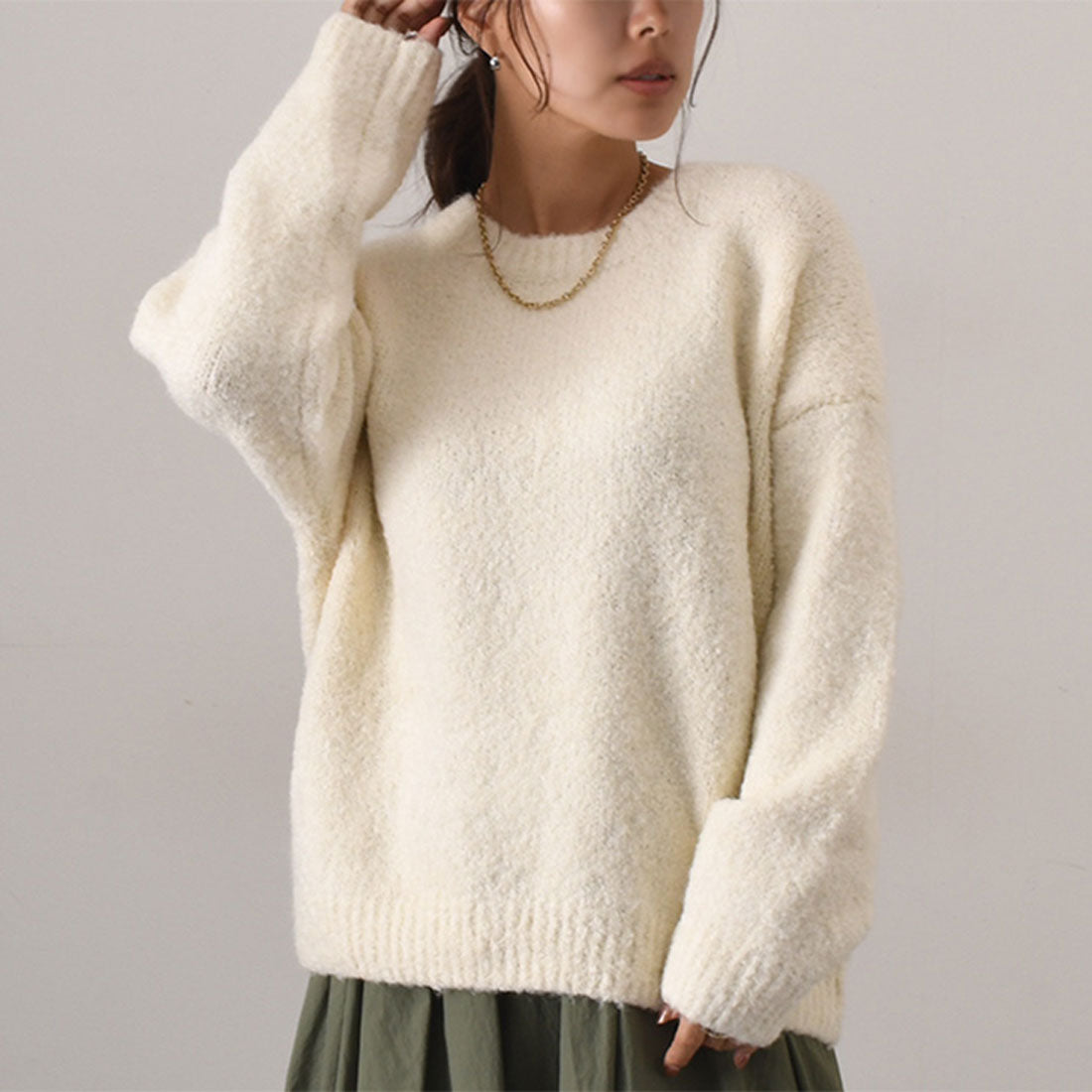 リアルスタイル REAL STYLE ニット 冬 長袖 厚手 セーター クルーネック 暖かい あったか 防寒 冷え対策 チクチクしない 洗える