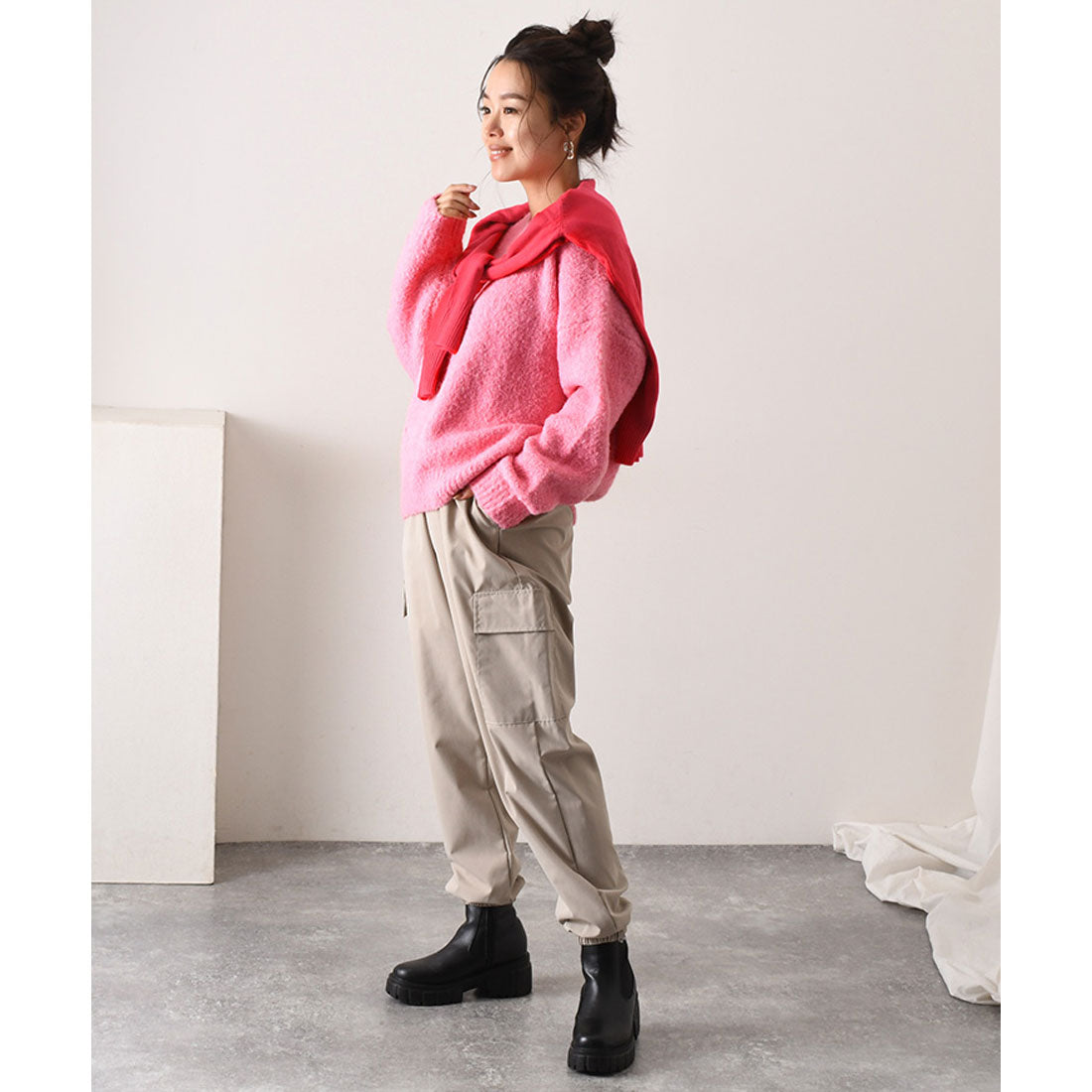 リアルスタイル REAL STYLE ニット 冬 長袖 厚手 セーター クルーネック 暖かい あったか 防寒 冷え対策 チクチクしない 洗える